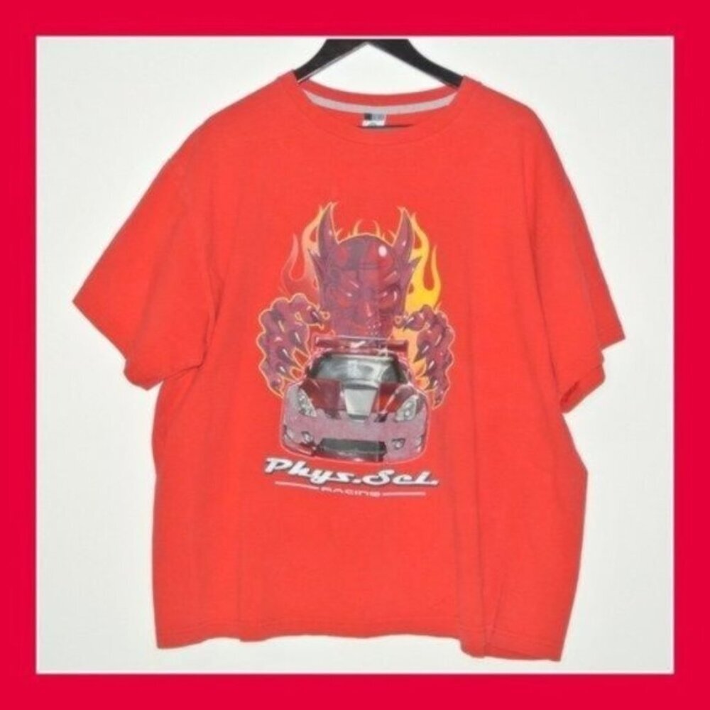 Phys.Sci. Red Graphic T-Shirt Tee Racing Car 3D XL